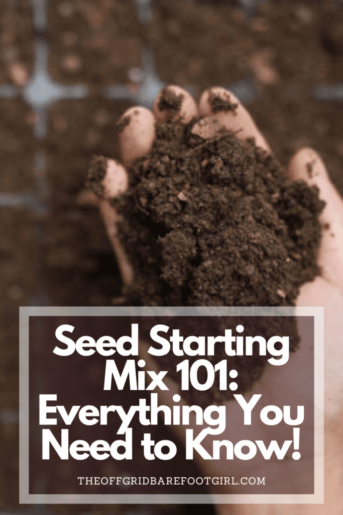 Image illustrates a Pinterest pin of seed starting mix.