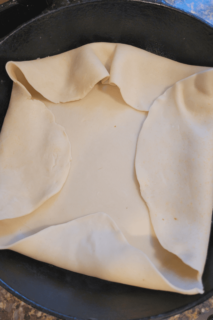 Image illustrates pie crust for cherry galette.