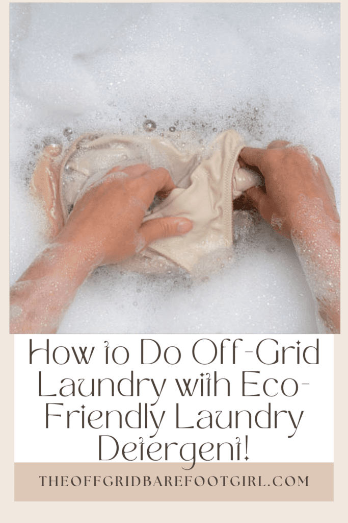 Image illustrates a Pinterest pin of eco friendly laundry detergent.