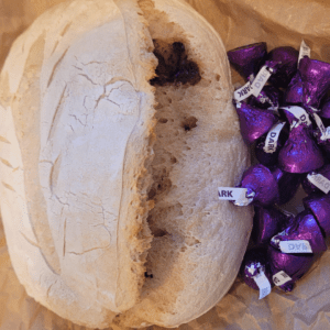 Image illustrates Hershey's Kisses sourdough bread