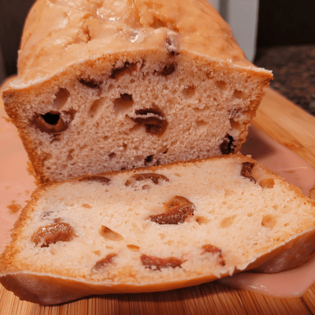 Image illustrates sweet cherry bread.