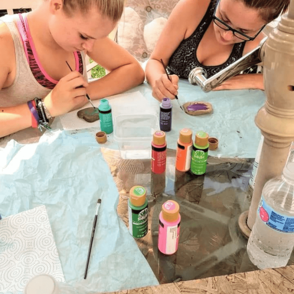 Image illustrates rock painting.