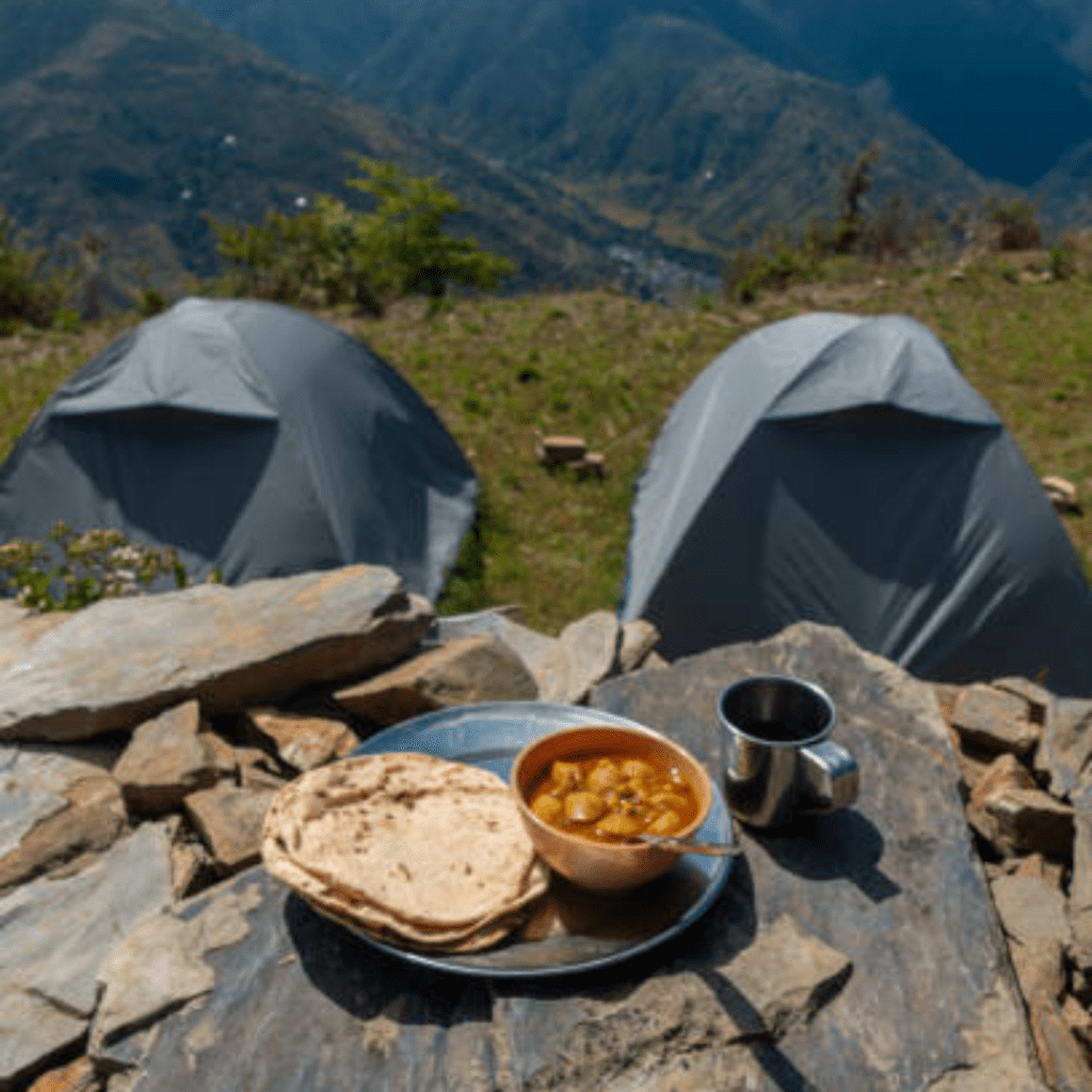 Image illustrates backpacking meals.
