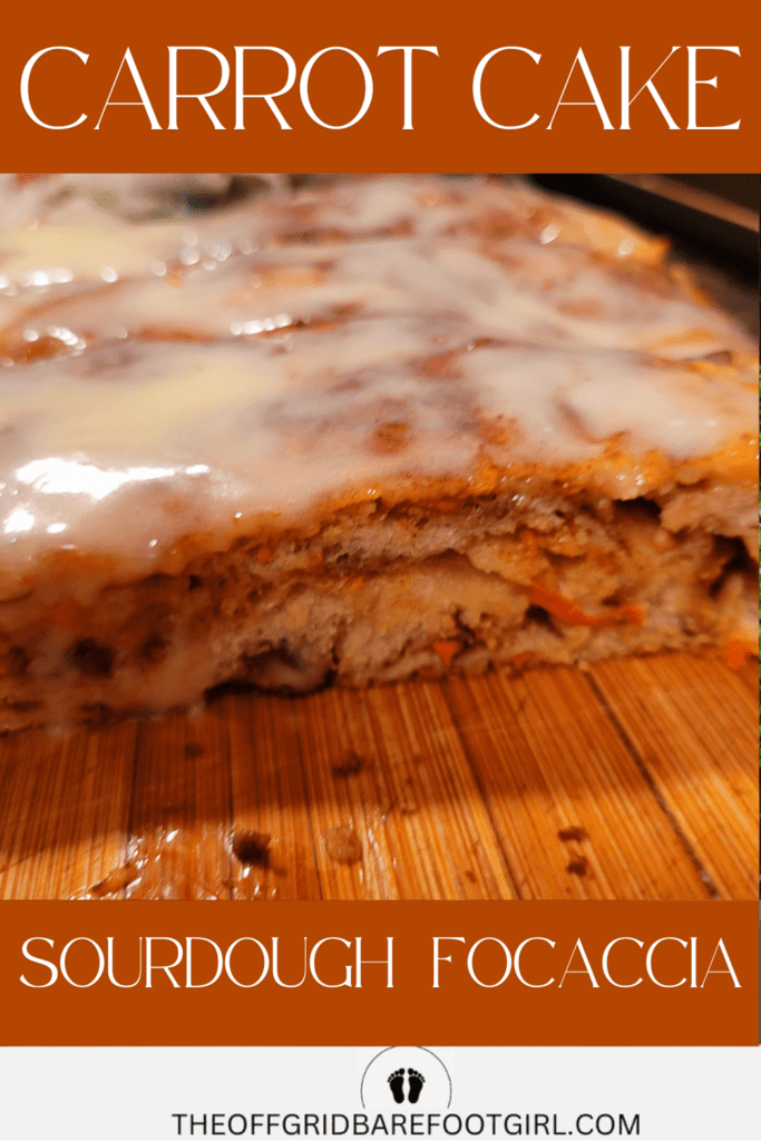 Image illustrates carrot cake sourdough focaccia.