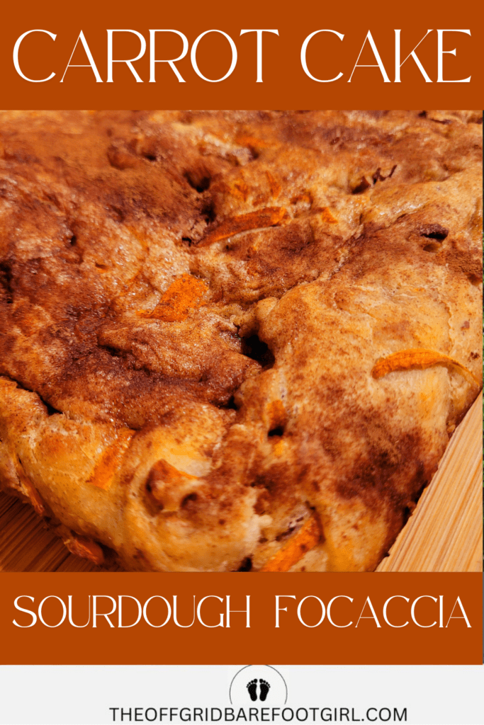 Image illustrates carrot cake sourdough focaccia.