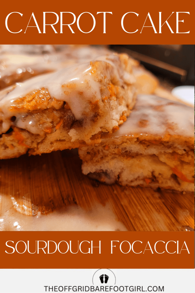 Image illustrates carrot cake sourdough focaccia.