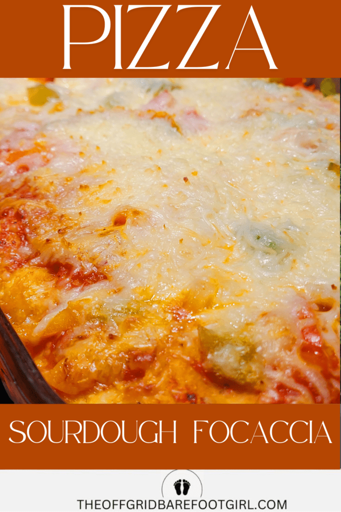 Image illustrates pizza sourdough focaccia.