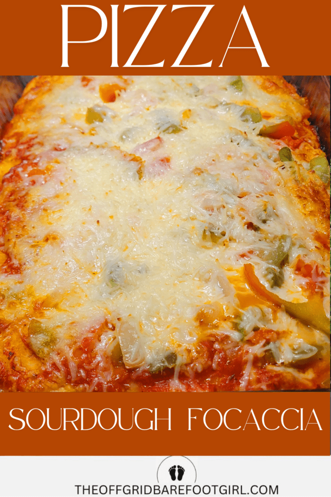 Image illustrates pizza sourdough focaccia.