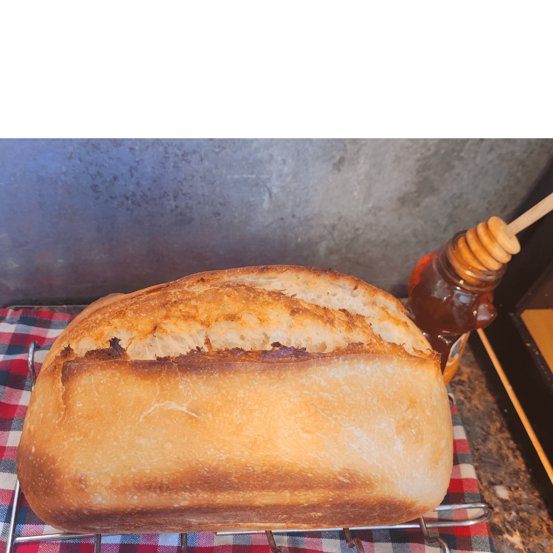 Image illustrates honey sourdough bread.