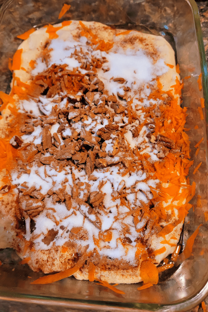 Image illustrates carrot cake sourdough focaccia.