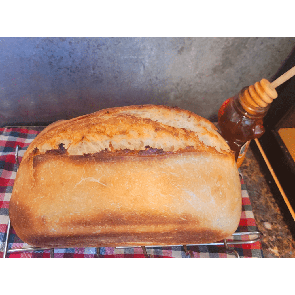 Image illustrates honey sourdough bread.