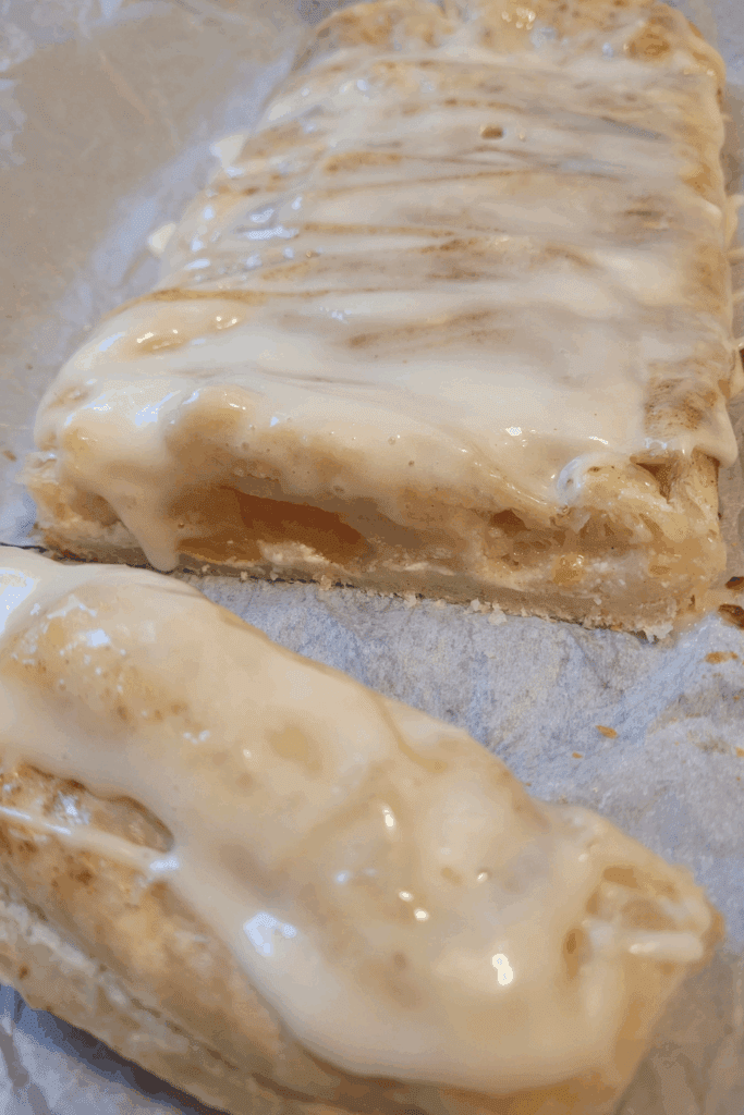 Image illustrates puff pastry peaches and cream butter braid.