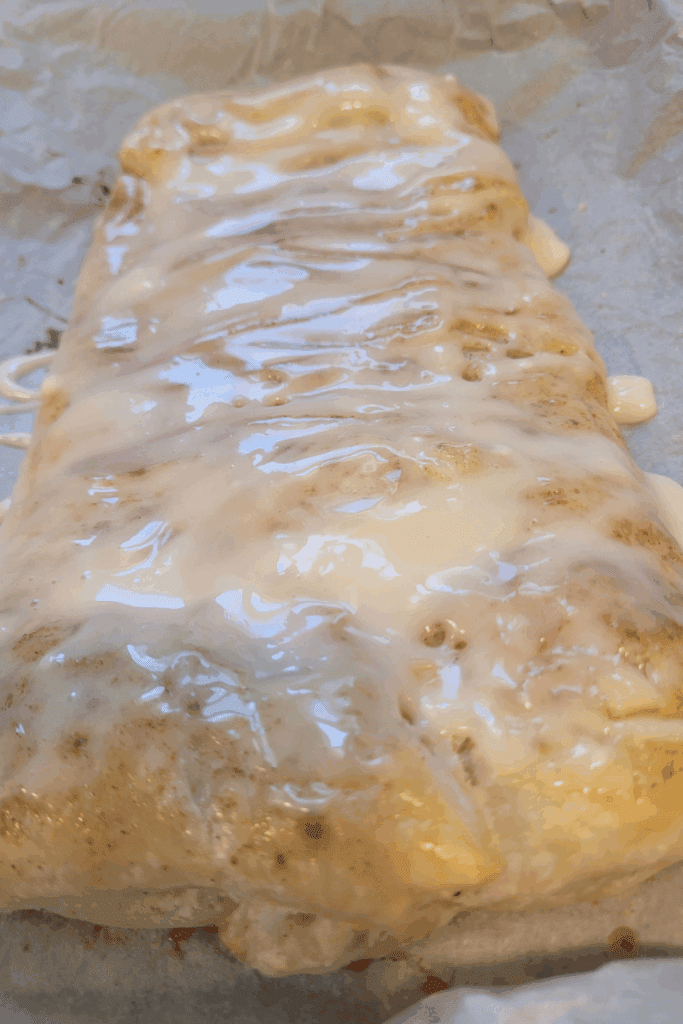 Image illustrates puff pastry peaches and cream butter braid.