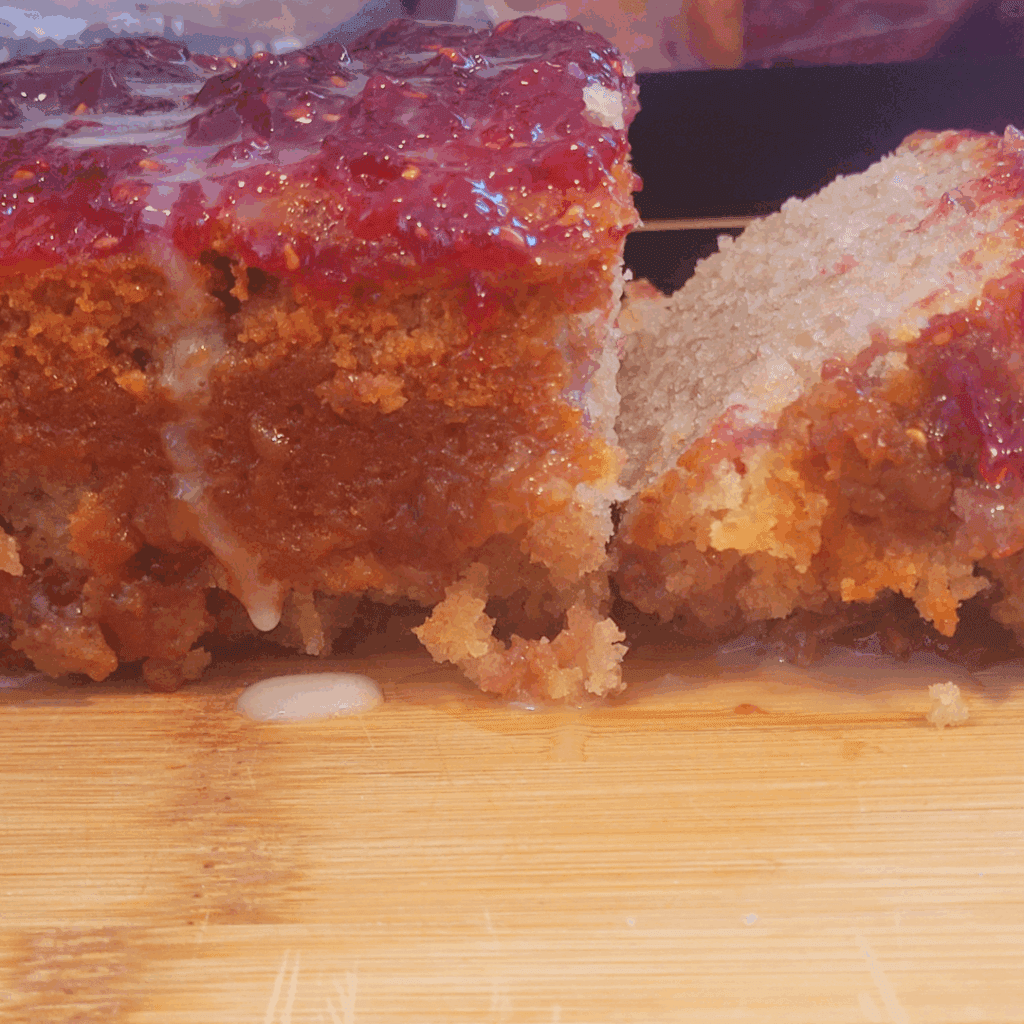 Image illustrates jelly donut quick bread.