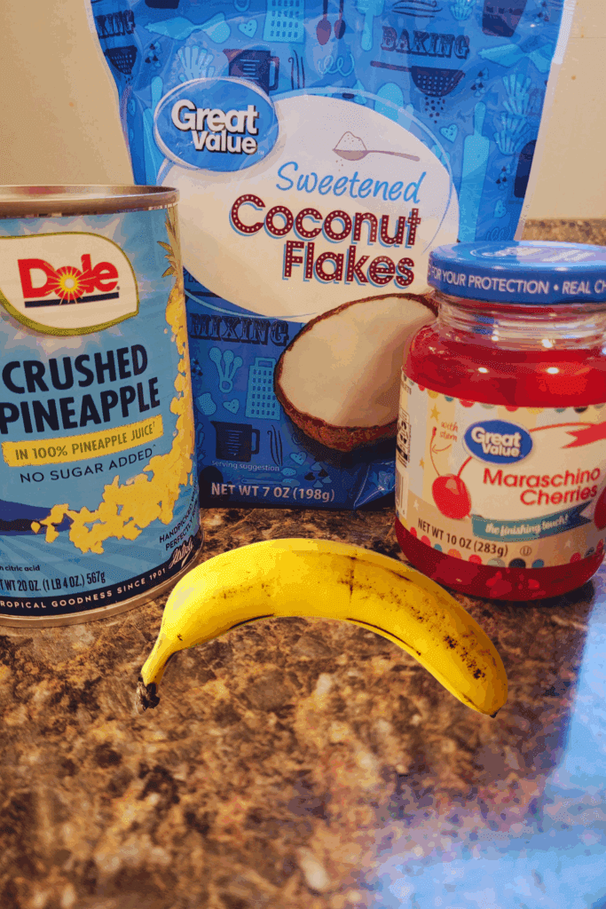 Image illustrates banana quick bread ingredients.