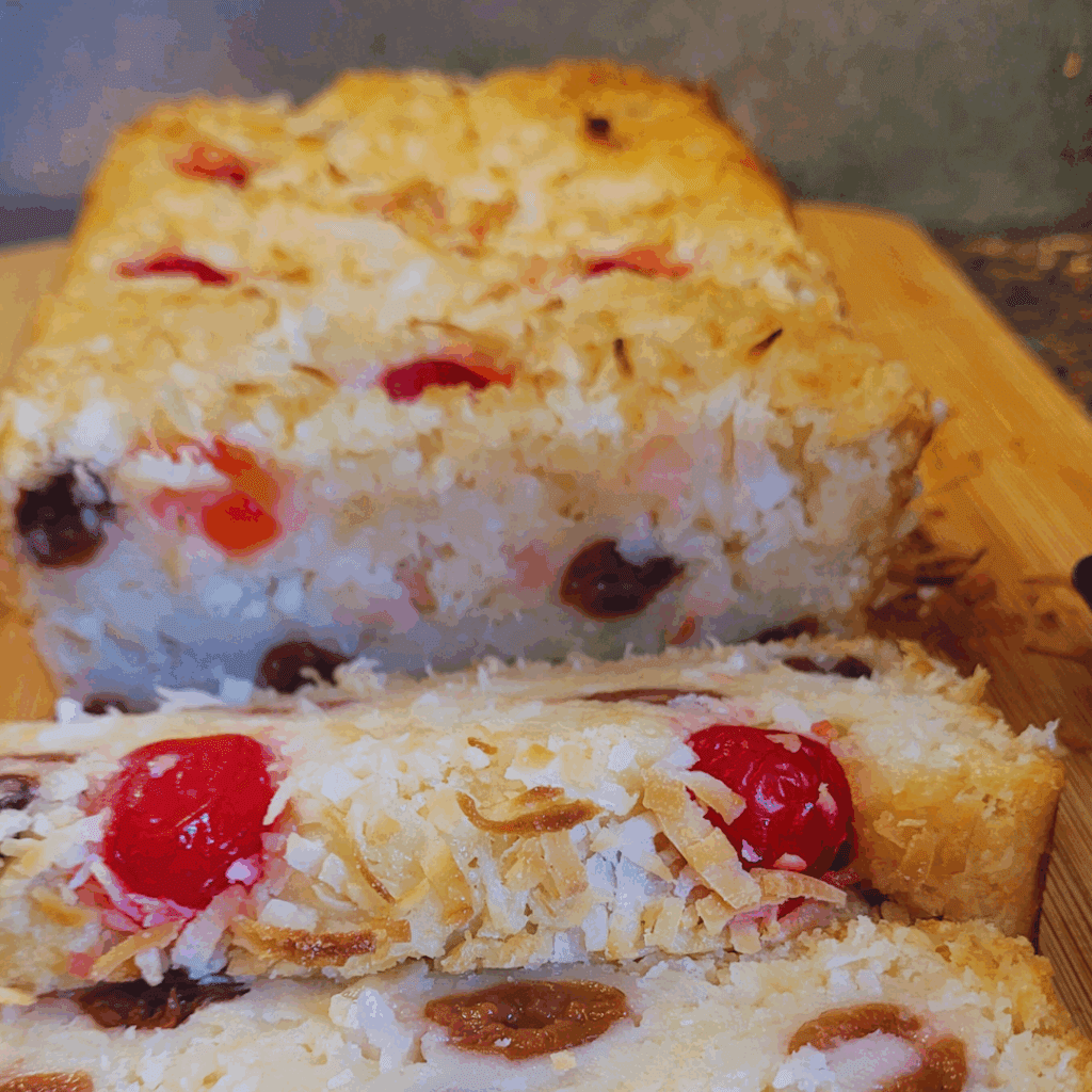 Image illustrates banana split quick bread.