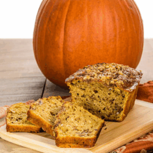 Image illustrates pumpkin zucchini bread.