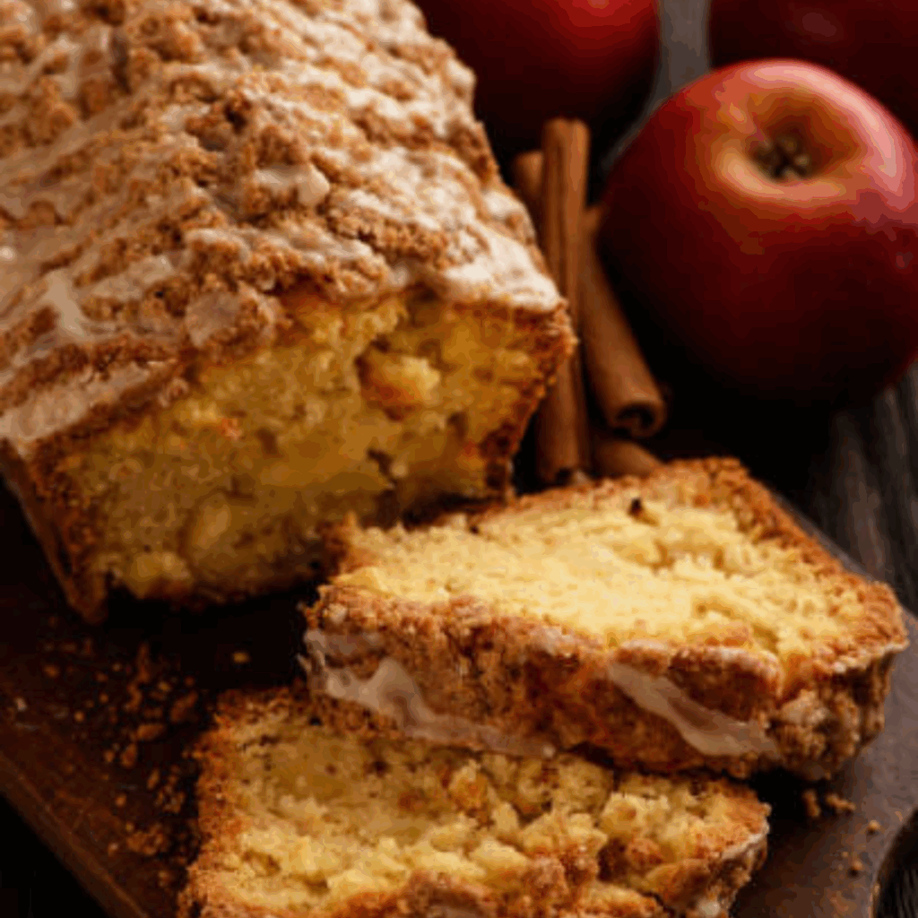 Image illustrates apple fritter bread for an apple fritter bread recipe tutorial.