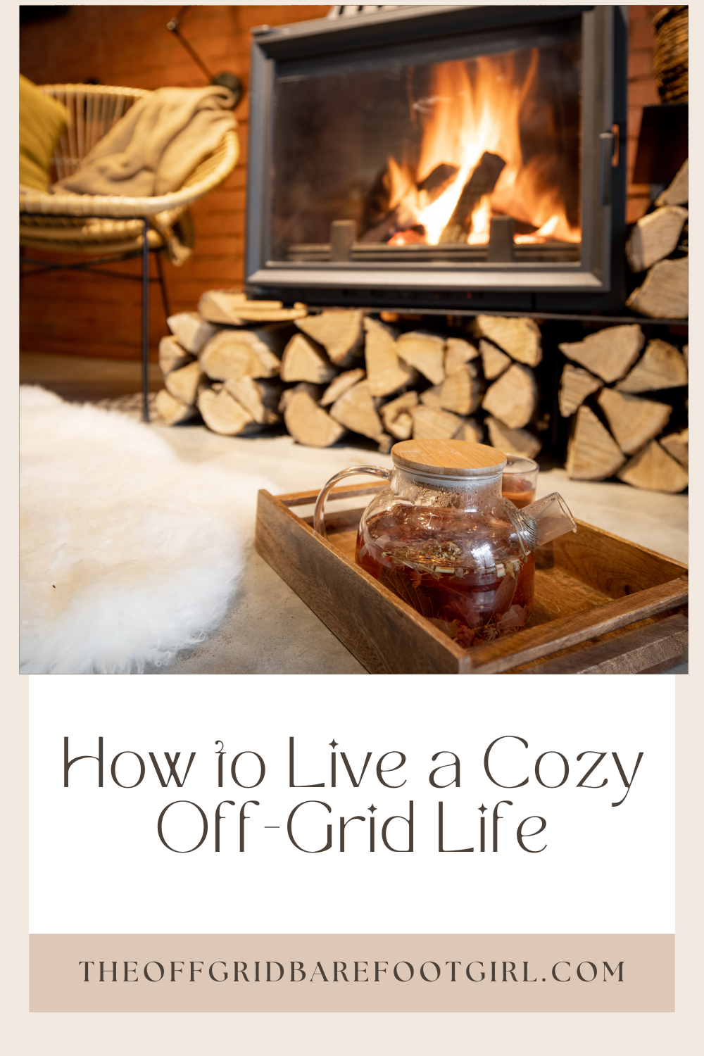Image illustrates a Pinterest pin of an off-grid life.