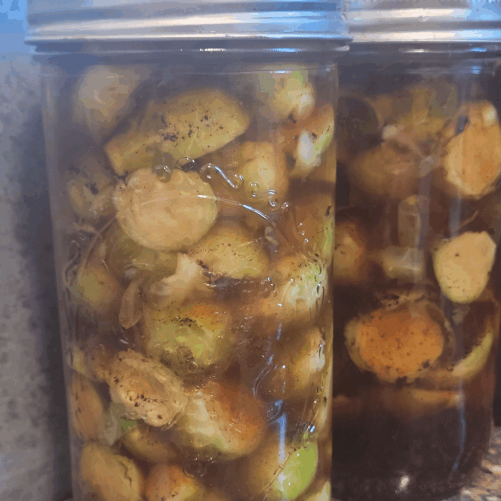 Image illustrates maple balsamic Brussel sprouts.