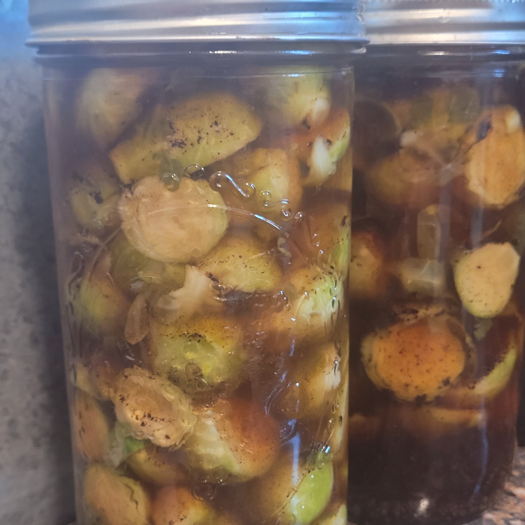 Image illustrates maple balsamic Brussel sprouts.
