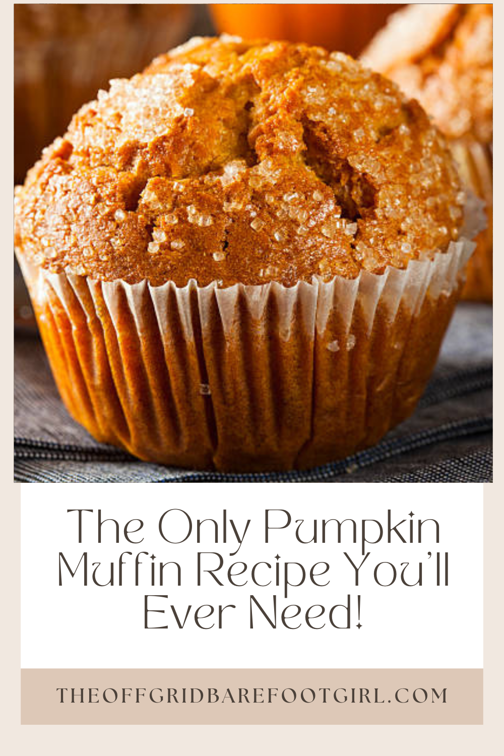 Image illustrates a Pinterest pin of pumpkin muffins.