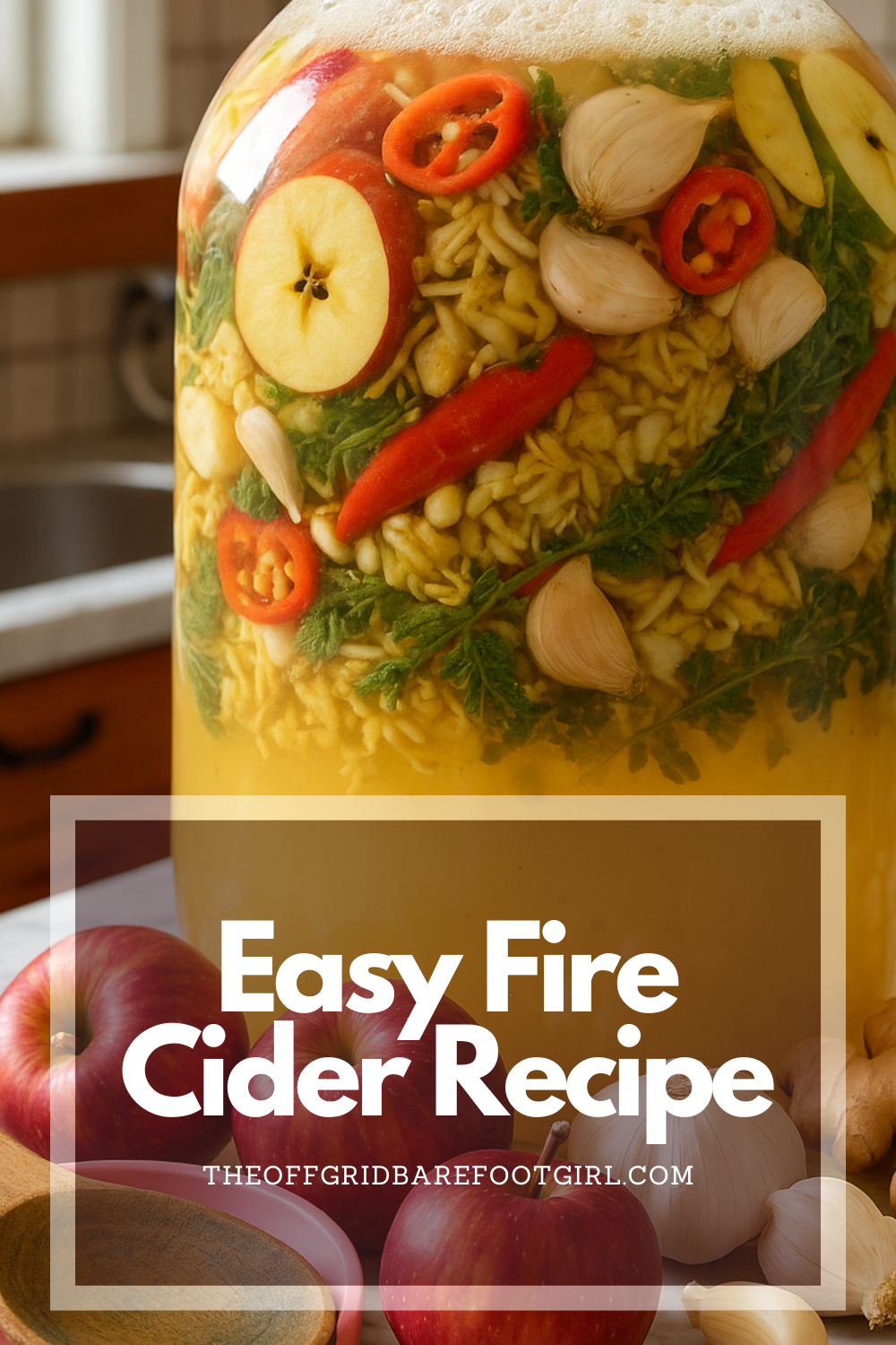 Image illustrates a Pinterest pin of fire cider.