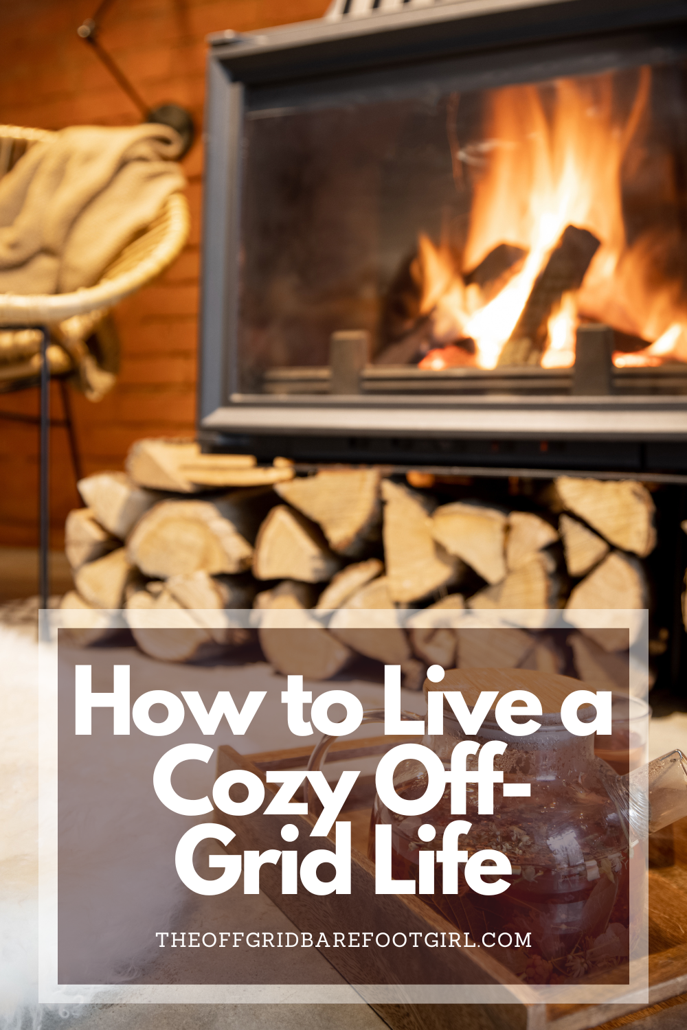 Image illustrates a Pinterest pin of an off-grid life.