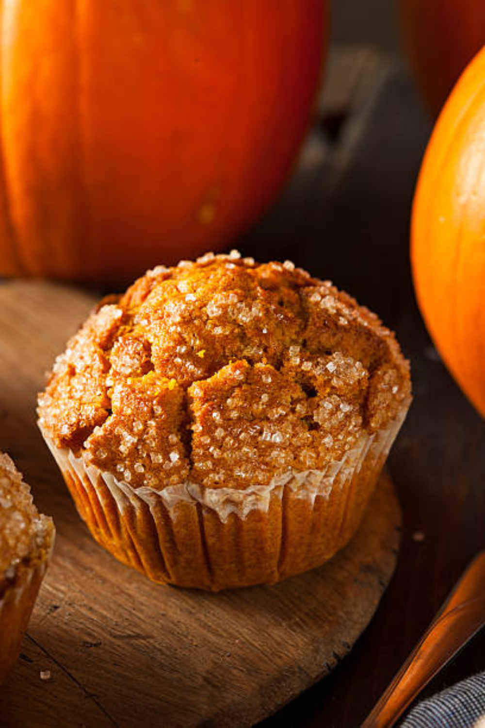 Image illustrates pumpkin muffins.