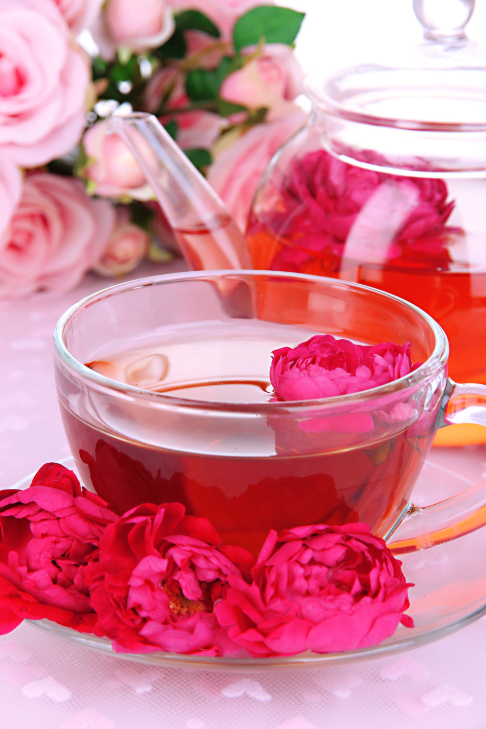 Image illustrates rose petals for rose tea.