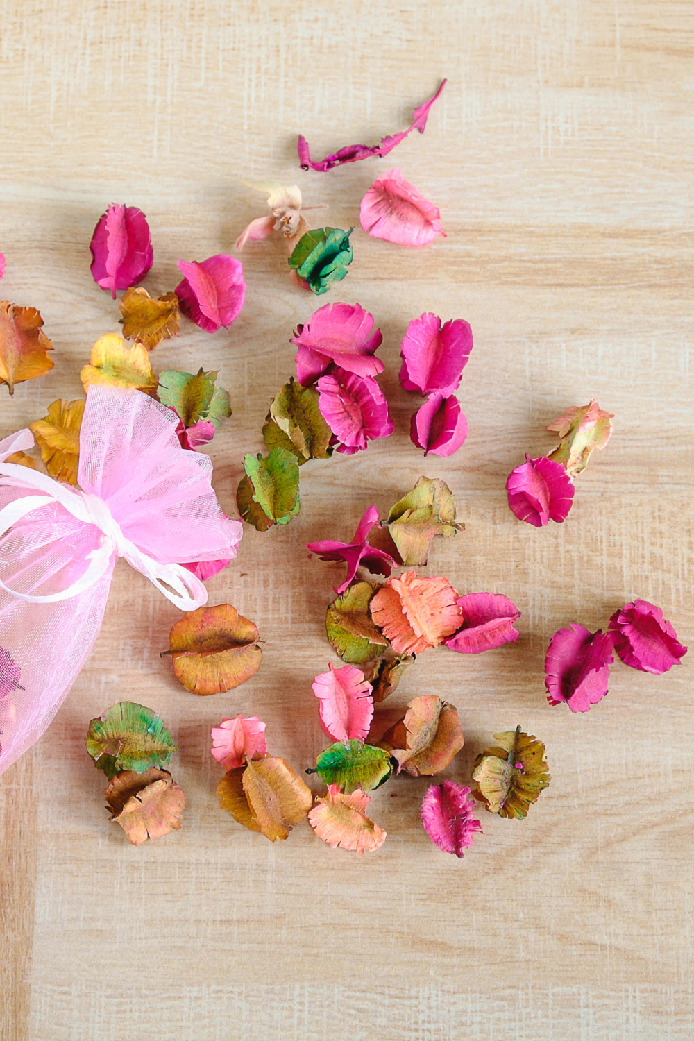Image illustrates rose petals for rose potpourri.