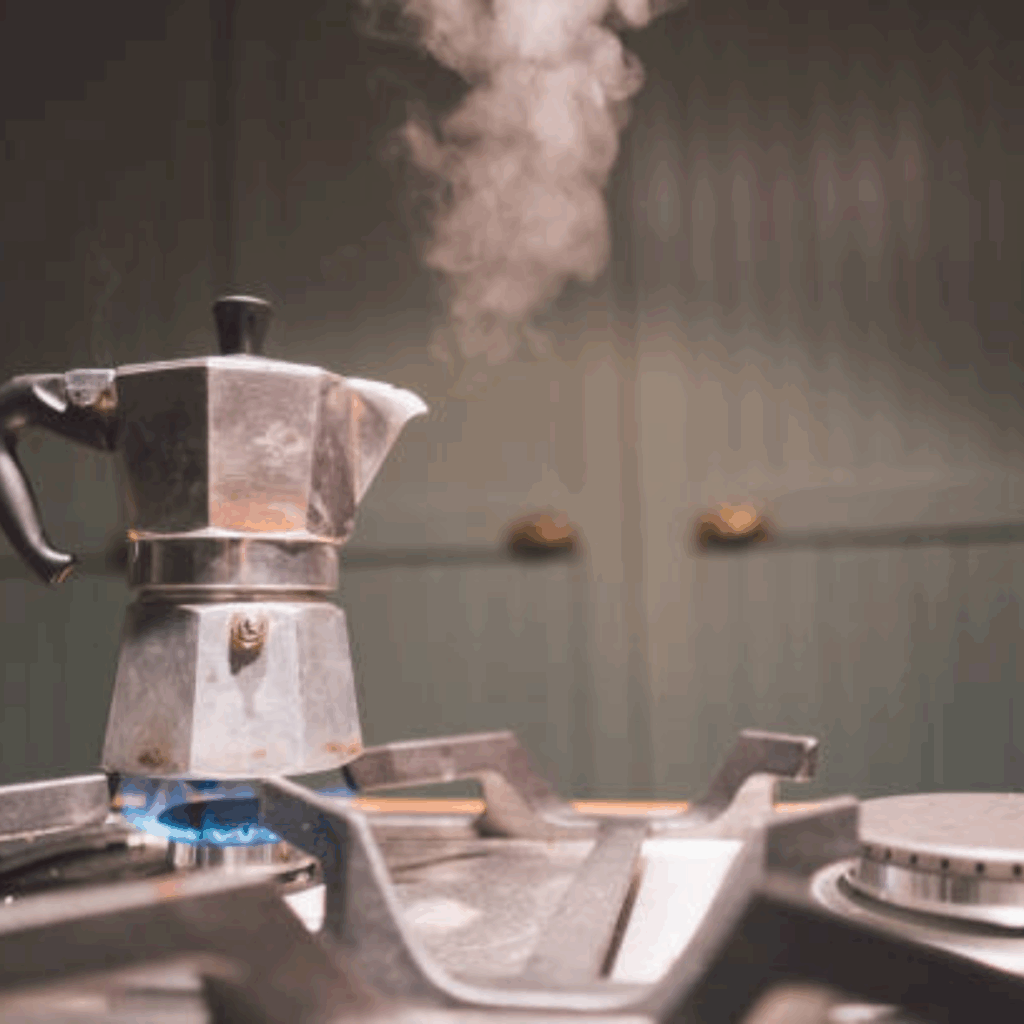 Image illustrates a coffee percolator on a stove for an off-grid kitchen.