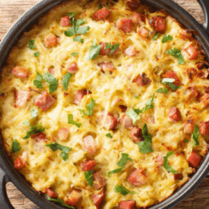 Image illustrates the best hash potato casserole.