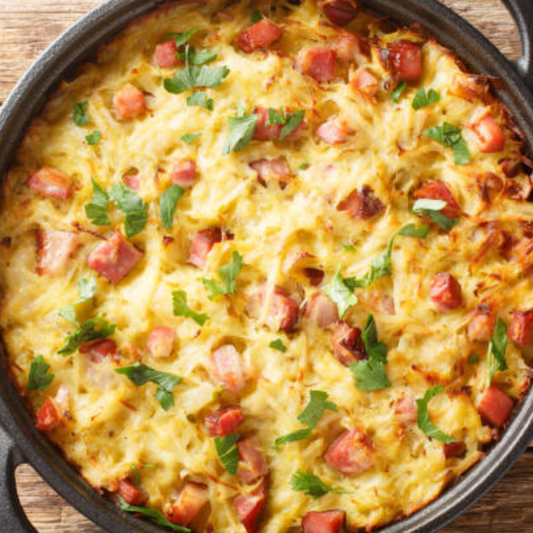 Image illustrates the best hash potato casserole.