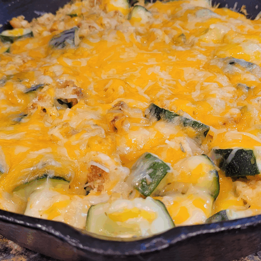 Image illustrates zucchini casserole.