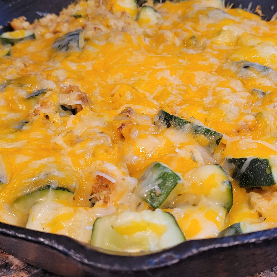 Image illustrates zucchini casserole.