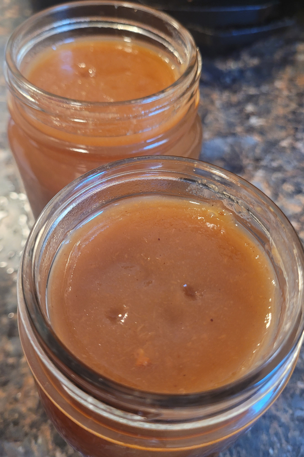 Image illustrates salted caramel pear butter.