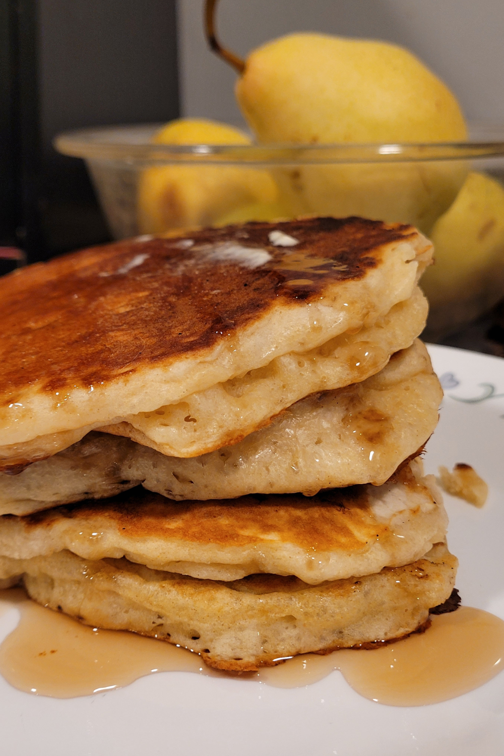 Image illustrates sourdough buttermilk pancakes.