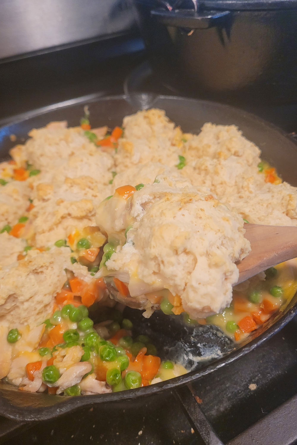 Image illustrates chicken cobbler.