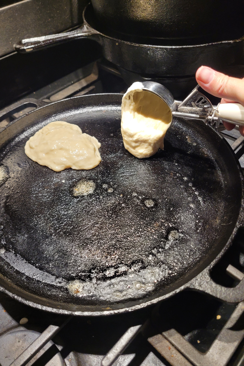 Image illustrates sourdough buttermilk pancakes.