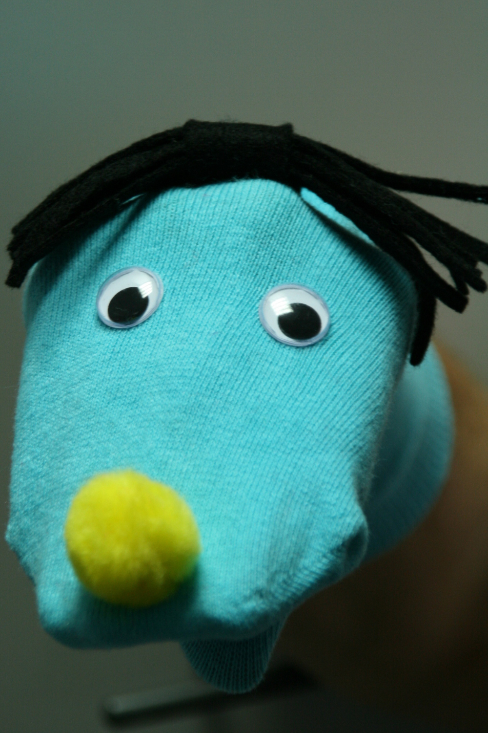 Image illustrates a sock puppet demonstrating how to make sock puppets.