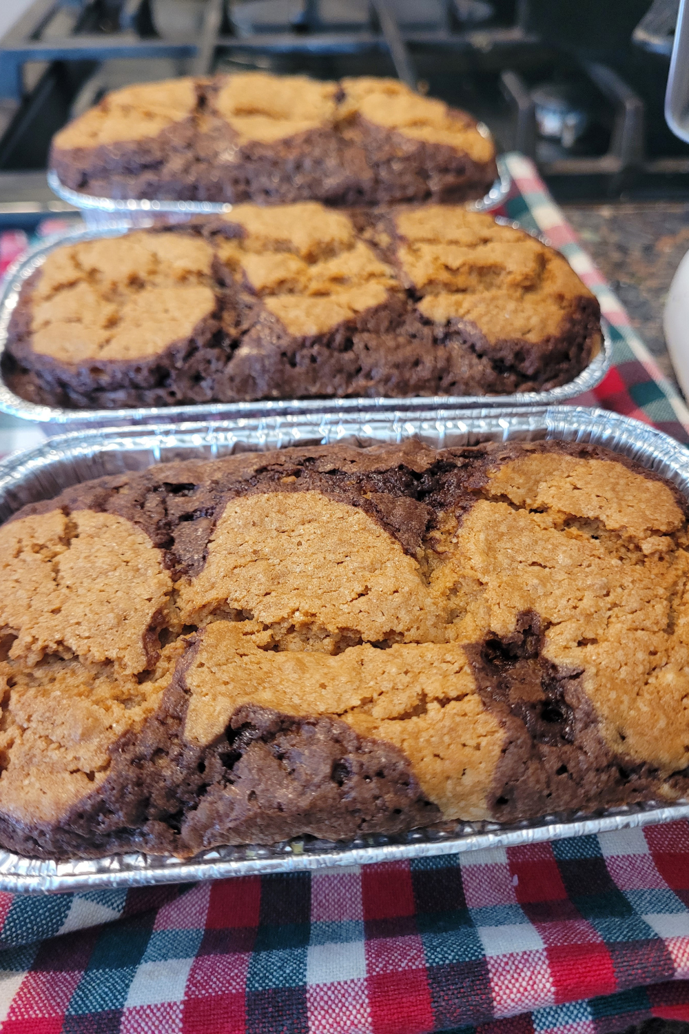 Image illustrates peanut butter brownie mini loaves.