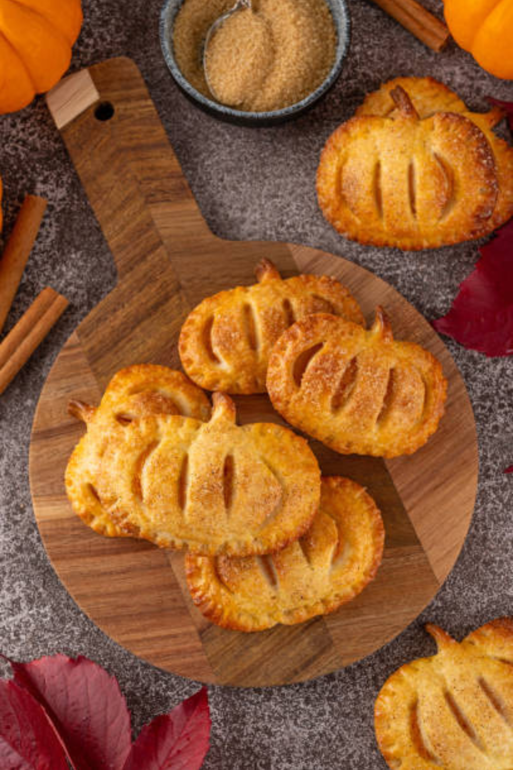 Image illustrates pumpkin hand pies.