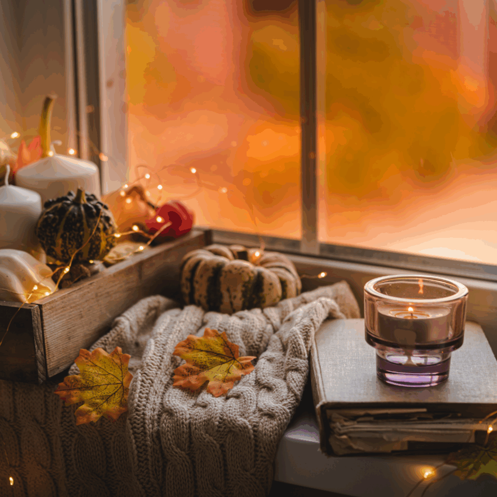 Image illustrates a cozy home to prep your home for chilly fall nights.