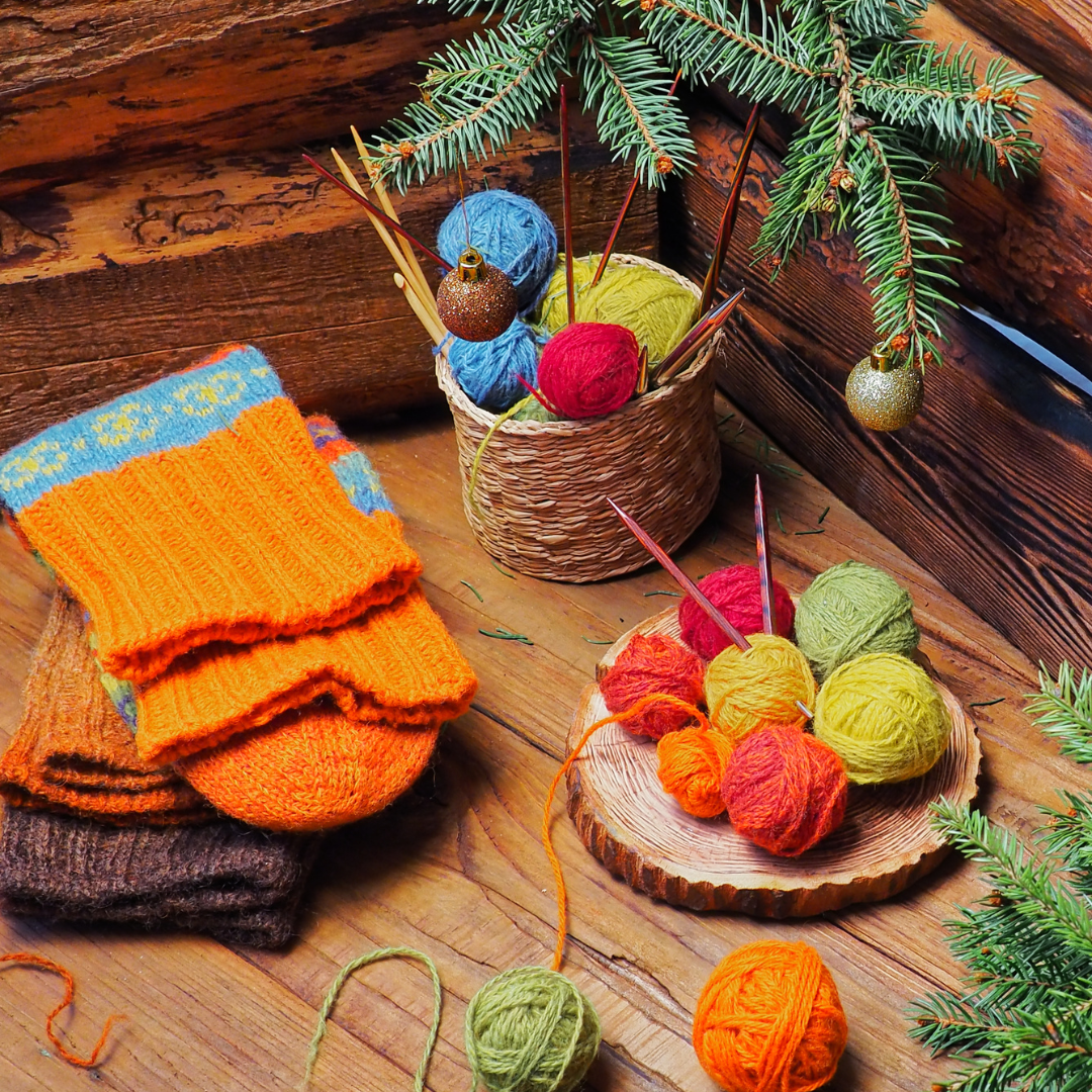 Image illustrates handmade gifts and crafts.