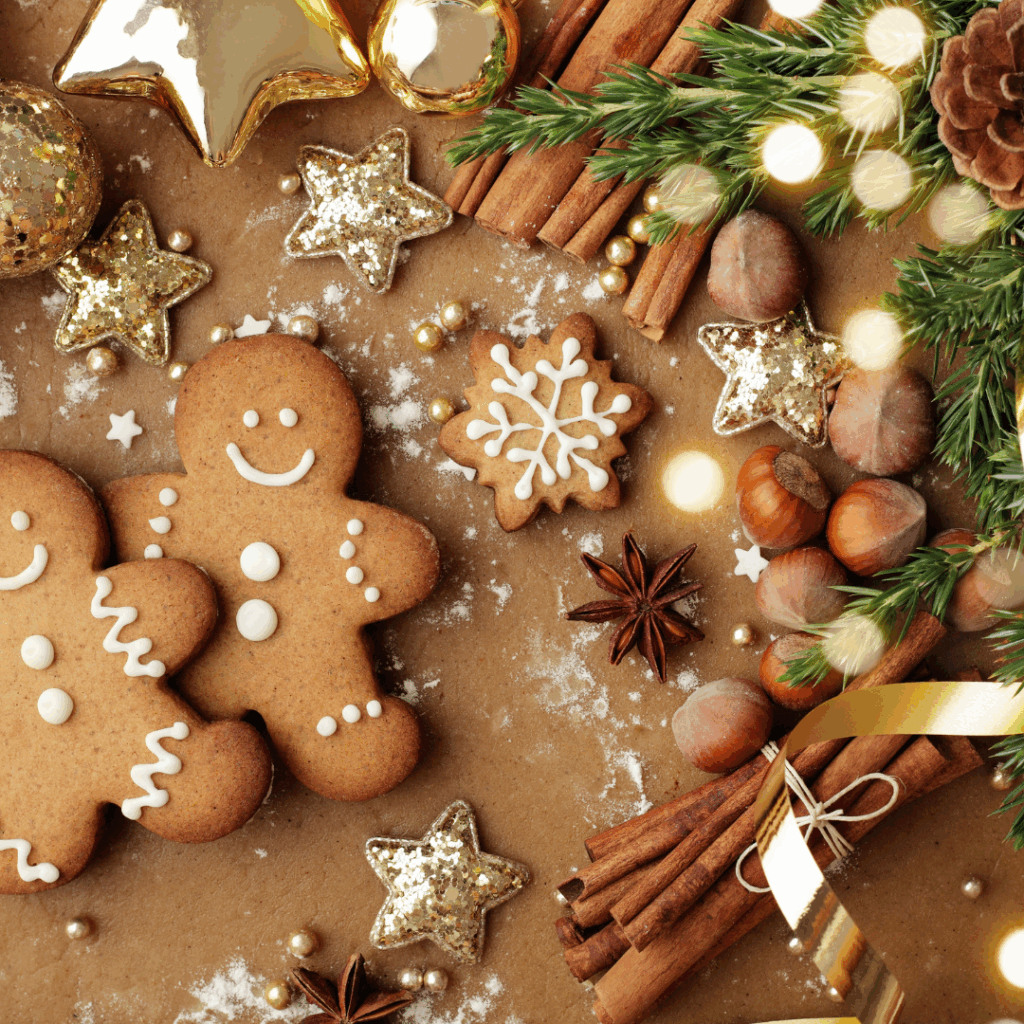 Image illustrates old-fashioned holiday baking.