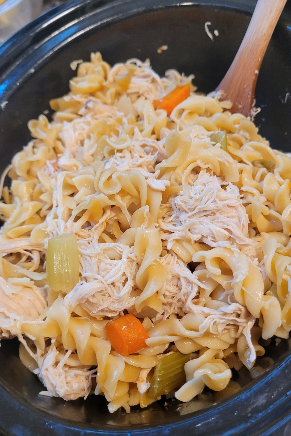 Image illustrates homemade chicken soup.