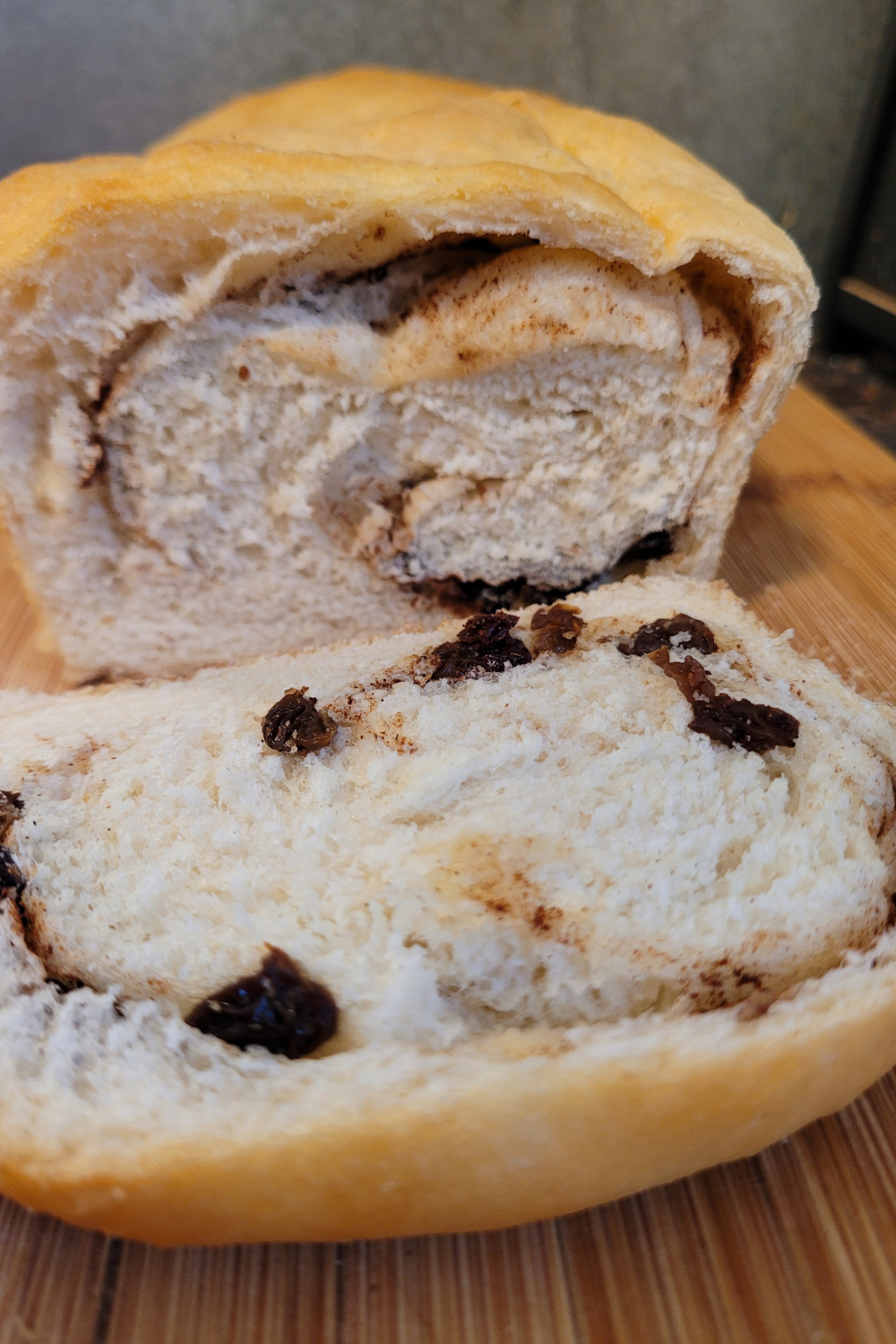 Image illustrates cinnamon raisin bread.