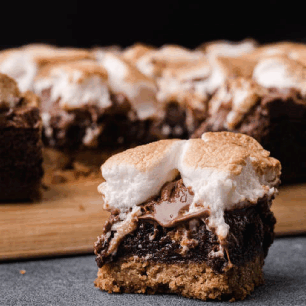 Image illustrates s'mores brownies.