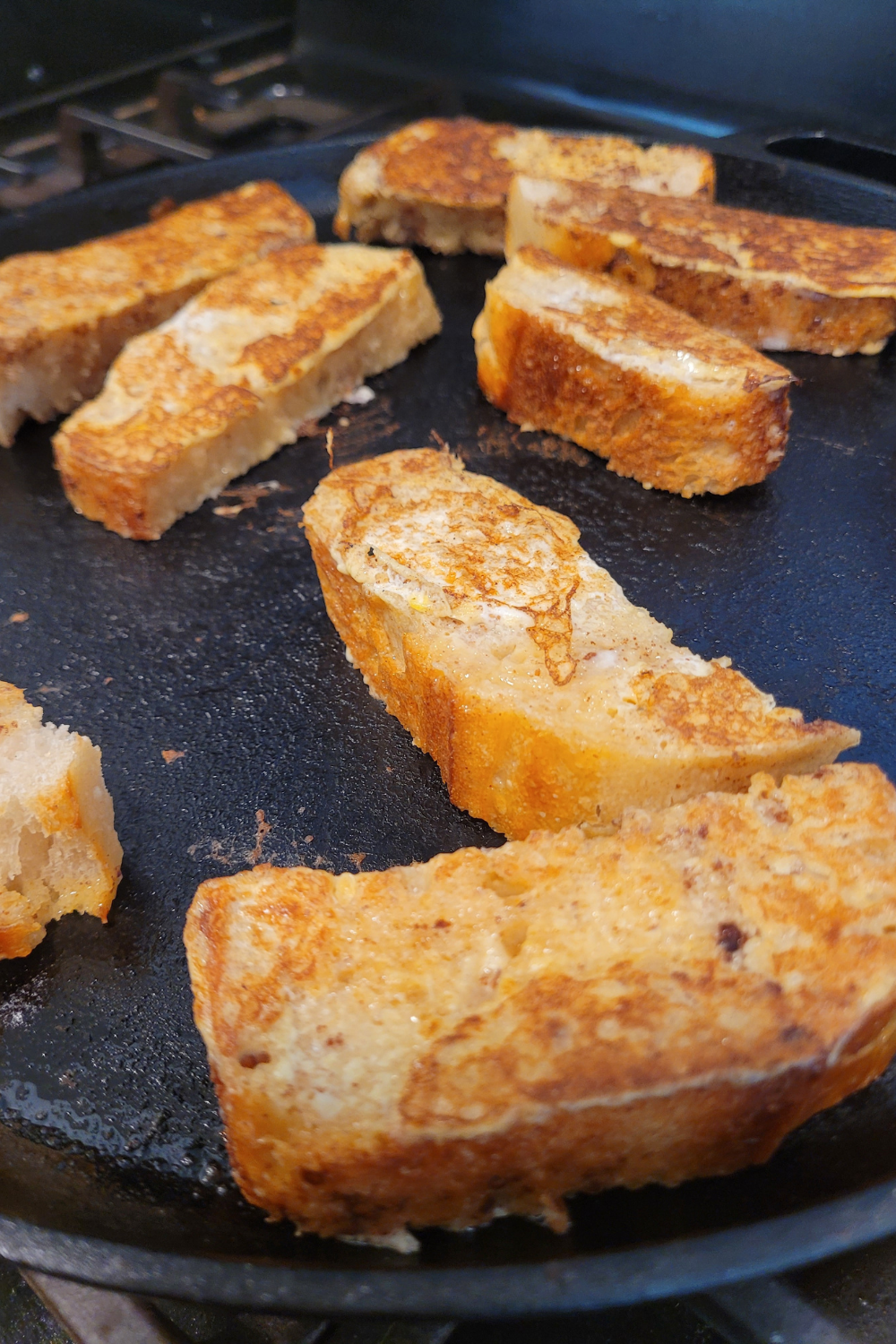 Image illustrates homemade French toast sticks.